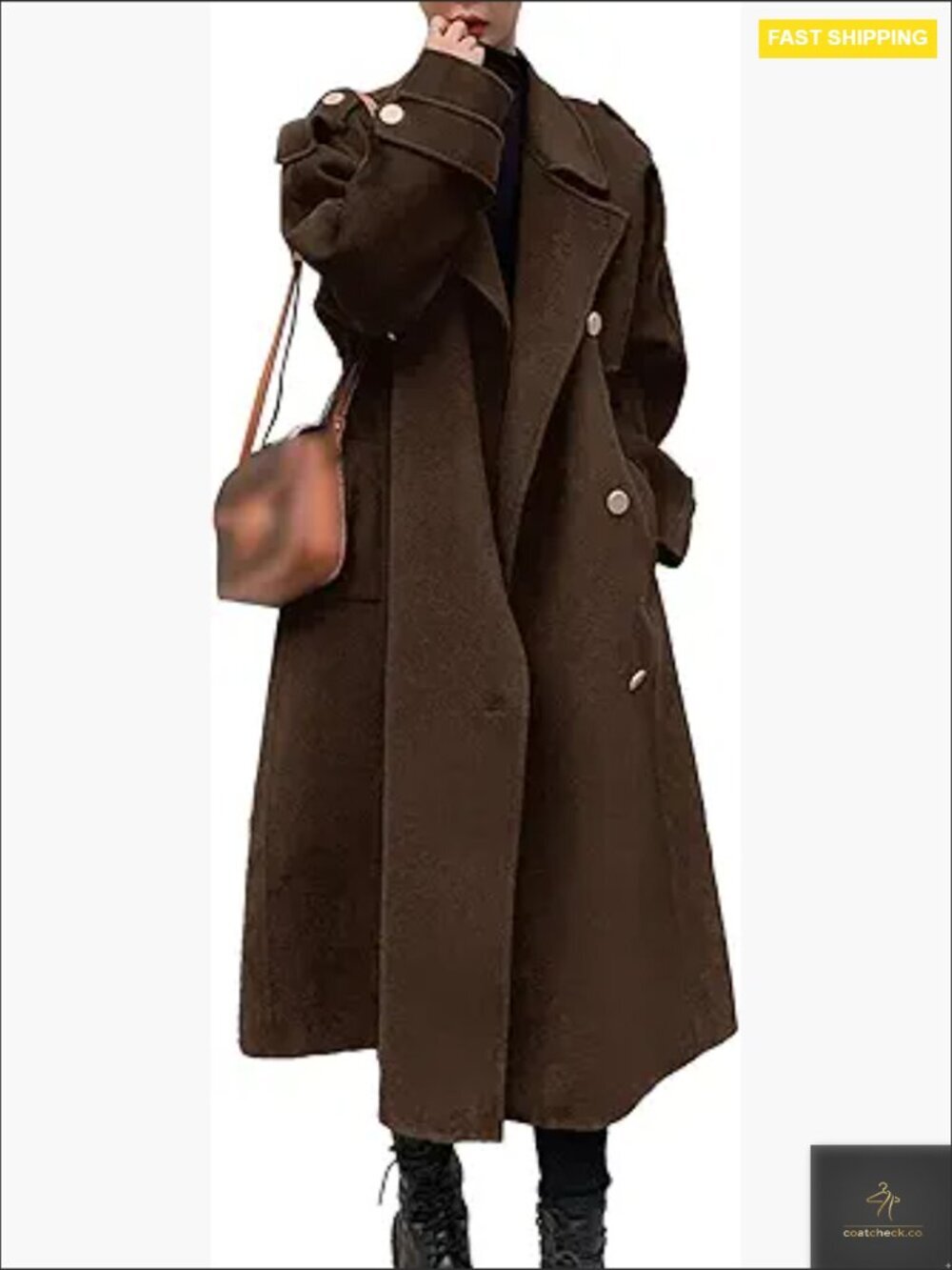 Wool Blend Pea Coat Double Breasted Notch Lapel Loose Fit Trench Overcoat
